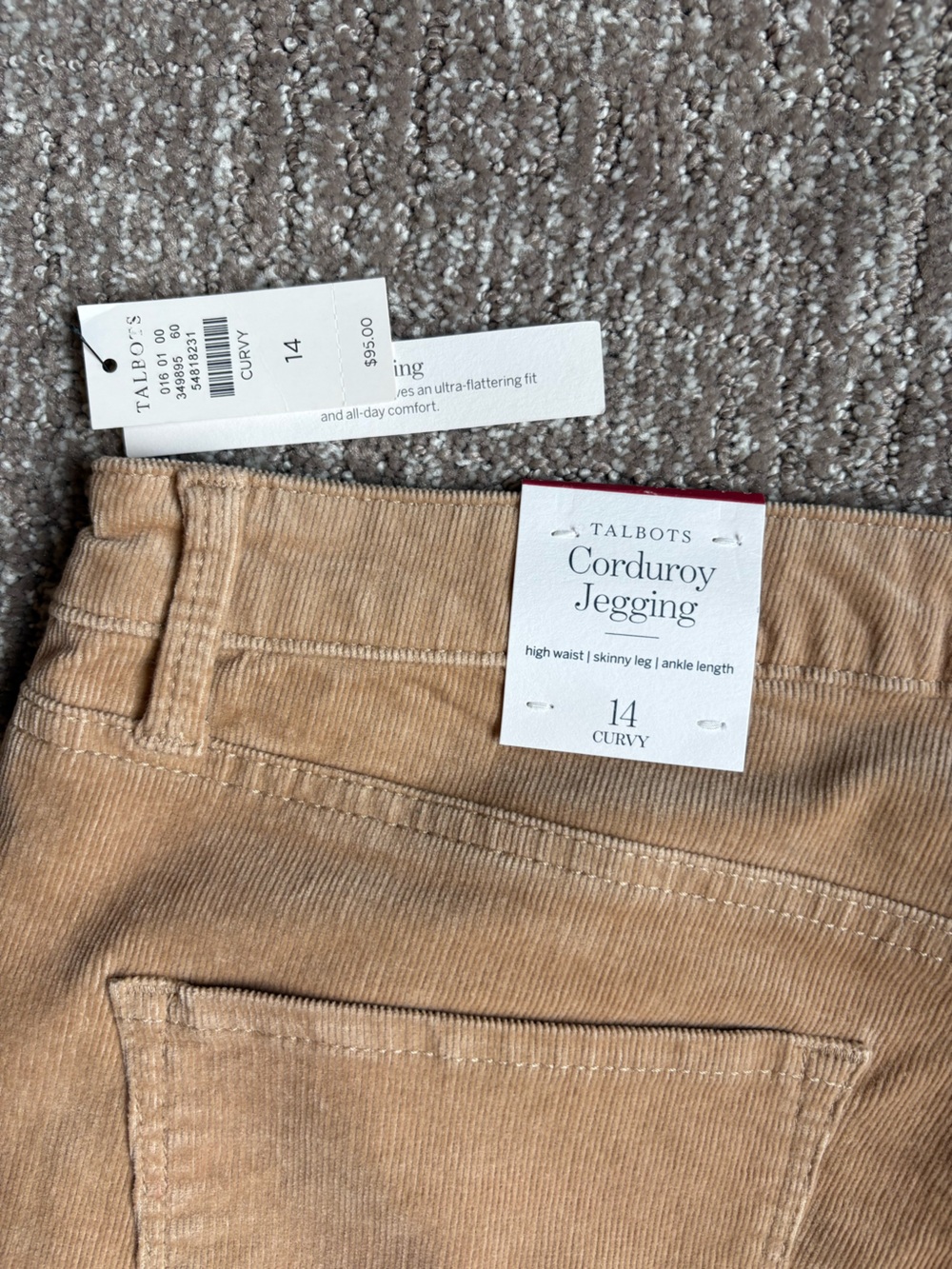 NWT Talbots Curvy Slimming Corduroy Jegging in Tan Size 14 Curvy - Picture 6 of 7